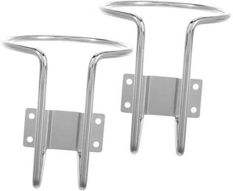CLISPEED 2pcs Wall Mount Cup Holder for Car Boat Rv Tractor Space-saving Drink and Bottle Holder Fits Beer Bottles Beverage Cans Cups Silver