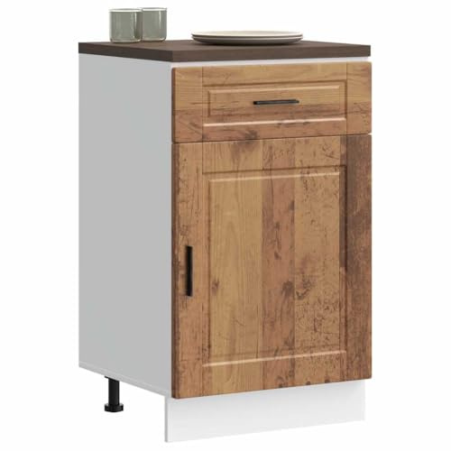 QINXIXINAIXI Mobiletto da cucina Porto, effetto legno antico, salvaspazio, con spazio per utensili da cucina e piedini regolabili