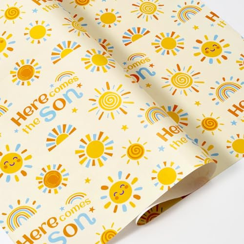 WERNNSAI Baby Sun Wrapping Paper - 6 Pcs 27.5x 19.7 Baby Shower