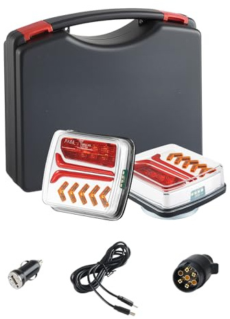 VEVOR Luci per Rimorchio, Kit di 2 Luci Posteriori Magnetiche Senza Fili a LED Quadrate da 12 V con Stop, Freno, Luce di Retromarcia, Targa, Kit di Illuminazione Impermeabile per Barca, Camion