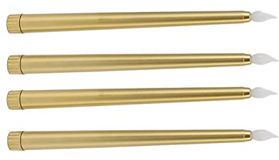 Xiuganpo Candele Coniche a LED Candele Elettriche Sicure, Ecologiche, Durevoli per Decorazioni Nuziali, Luce Calda, Set da 4 (GOLD)