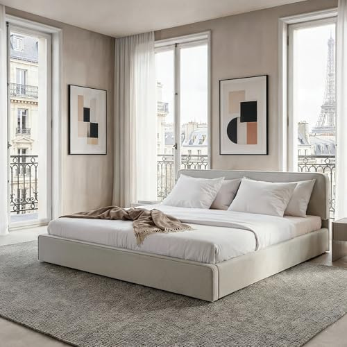 LATINI Polsterbett mit höhenverstellbarem Kopfteil, 180x200 cm, Hellgrau - Doppelbett inklusive Lattenrost, ideal für zwei Personen, Bettgestell stabil und bequem, modernes Design für das Schlafzimmer