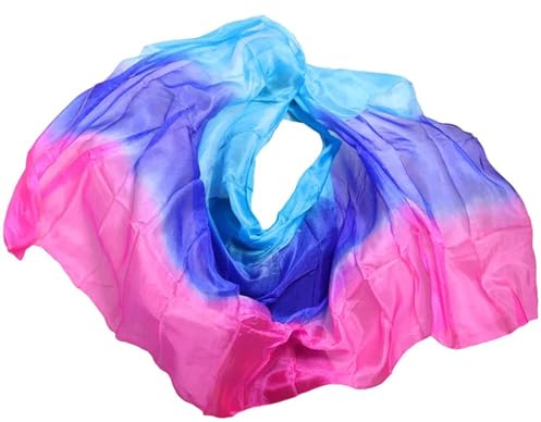 WEOKDFHA Bauchtanz Schleier Aus Seide Seidenschleier Schal Damen Handgemacht gefärbt Bauchtanz Schleier(Color 19-dz,XL- 300X114cm)