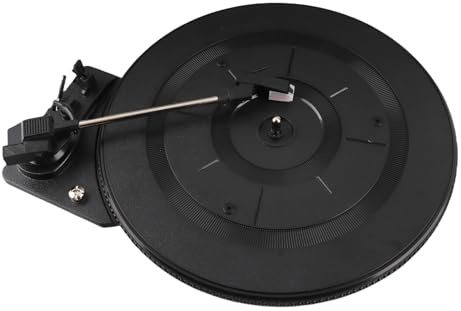 Gearwell Platine Vinyle, Tourne-Disque à Entraînement par Courroie en Plastique Noir avec Fonction Gramophone et Accessoire d'instrument