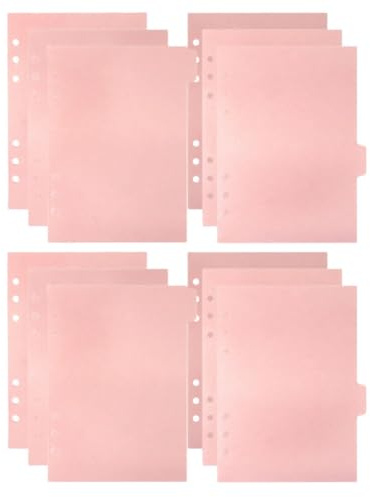 HEMOTON Separadores de Carpeta A5 de Pp Rosa, Divisores Desmontables para Cuaderno con Pestañas, 2 Juegos de 6 Hojas para Diario y Organización Rápida