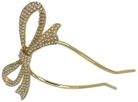 SOESFOUFU Horquilla Pelo de Boda de Aleación de Zinc Dorado Accesorio Elegante Lazo y Perlas para Adorno Nupcial y Uso Diario