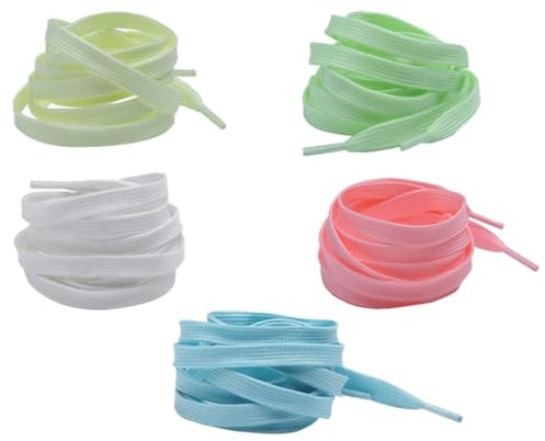 PLAFOPE 5 Pares de Cordones Luminosos para Zapatos de Mezcla Diseño Único y 100 Cm, Ideales para Zapatillas Deportivas y Reemplazo Funcional