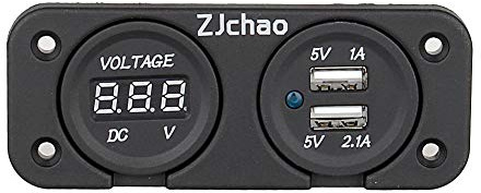 2 USB Socket Digital Voltmeter, LED Digital Display Voltmeter for Car Boat Marine other instruments