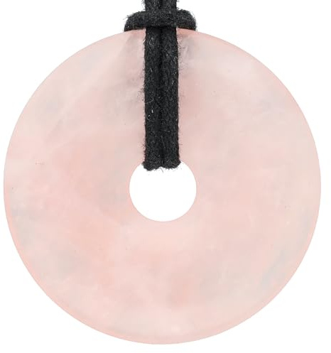 Lebensquelle Plus Edelstein Donut Ø 40 mm + Baumwollband + Edelsteinkarte | Naturstein Anhänger Halskette | Echte Heilsteinkette inkl. Band