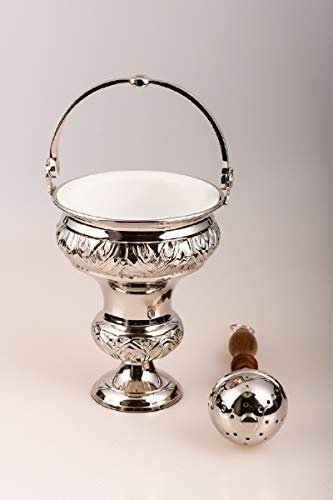 Weihkessel mit Aspergill (Set), Messing Silber