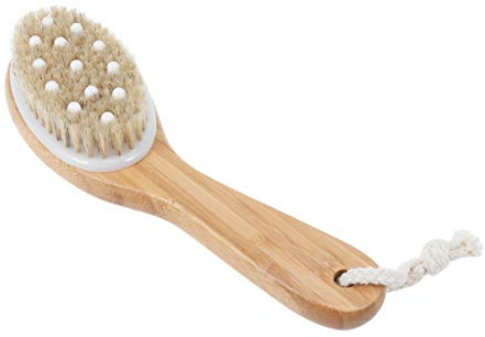 EXCEART Long Handled Shower Brush with Soft Beads for Body Massage and Exfoliation Portable Bath Brush with Hanging Rope for Deep Skin Cleansing