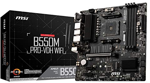 MSI MB5033 B550M PRO-VDH WIFI Ryzen 5000 Series (AM4), dissipateur thermique M.2, fonction Wi-Fi, microATX [AMD B550 équipé]