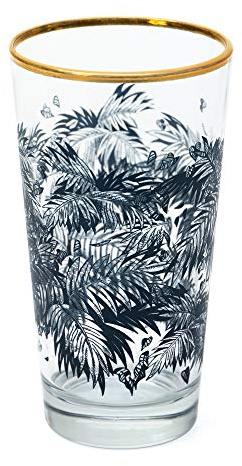 6 x Bacardi Rum Gläser Set Longdrink Cocktail Cuba Libre Bar Party Glas Goldrand Palmentextur