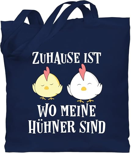 Shirtracer - Baumwolltasche - Sprüche Statement mit Spruch - Zuhause ist wo meine Hühner sind - Huhn Lustig Landwirt Landwirtin Geschenk Hühnerstall