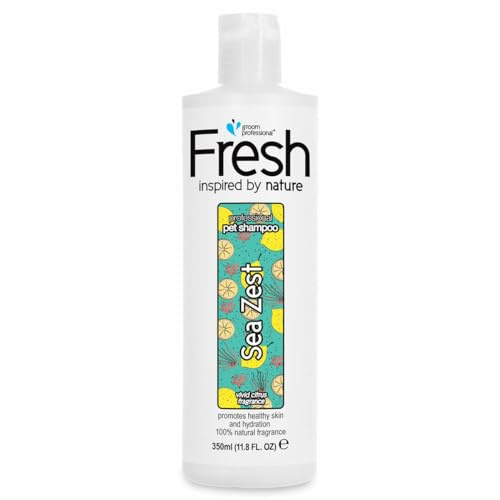 GROOM PROFESSIONAL Fresh Sea Zest Hundeshampoo Sensitiv - Natürliches Shampoo für juckende Haut - Empfindliches Shampoo - Stellt Geschädigtes Fell Wieder Her - Fördert Gesunde Haut, 350ml