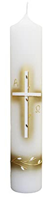 Wiedemann Tauf-Kommunionkerze Kreuz Blätter 265/50mm (Gold)
