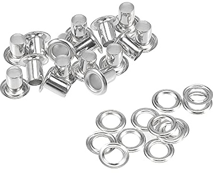 sourcing map Eyelets with Washers, 8 x 4 x 7mm Copper Through Hole Hollow Rivets Grommets Silver Tone 100 Set