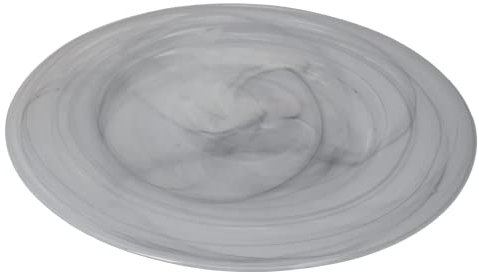 KEYHOMESTORE - Lot composé de 6 assiettes en verre de couleur gris, diamètre 33 cm, idéales comme plateau de table