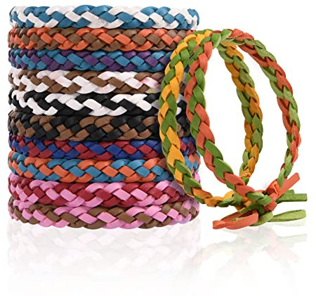 OSDUE Braccialetto Zanzare, 12 Pezzi Pelle Braccialetto Repellente per Zanzare, Regolabile Bracciale Mosquitoes per Bambini e Adulti, Impermeabile Morbido e Leggero, Uomini e Donne Interno ed Esterno