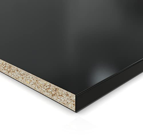 AUPROTEC Dekorplatte 19 mm schwarz 20x150 cm – ABS-Kante an langer Seite, pflegeleicht & robust für Regale, Möbel, Innenausbau