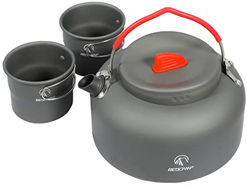 REDCAMP 1.4L Small Camping Kettle with 2 Cups,Compact Tea Kettle
