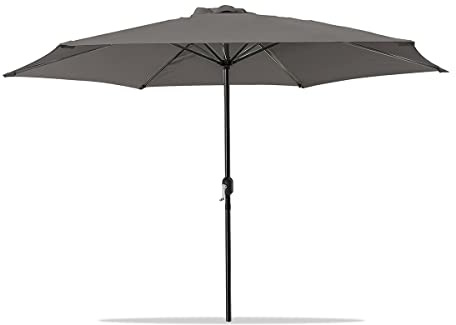 Acomoda Textil – Sombrilla de Jardín con Forro Anti UV. Parasol de Aluminio con Manivela, Toldo Octogonal 3 M Ø para Terrazas y Patios 244 x 300cm. (Antracita)
