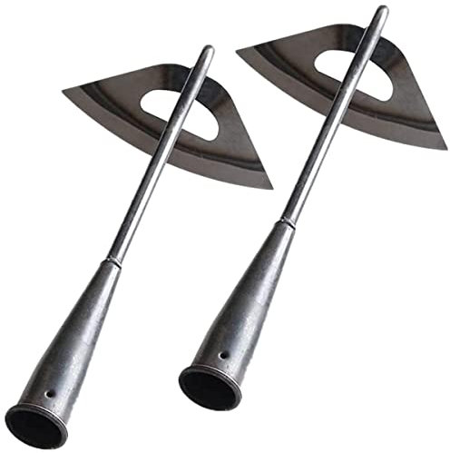 Youning Gartenhacke mit Langem Stiel Handheld Ganzstahl Gehärtete Hohlhacke Tragbar Hand Unkrautrechen Edelstahl Unkrauthacke zum Gemüseanbau,Unkrautjäten und Bodenlockerung (2PCS)