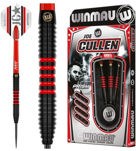 WINMAU – Joe Cullen – The Rockstar – 85% Pro-serien 23 g – 85% volfram – professionellt dartset med dartflyg och dartaxlar (stammar)