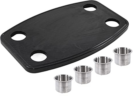 Dioche Boot Tischplatte, Abnehmbarer Tisch im Carbonfaser-Stil für Wohnmobile, 600 x 380 x 30 mm, mit 4 Getränkehaltern, für Yachten, Wohnwagen und