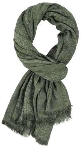 GERINLY Distressed Wrinkle Scarf for Travel Long Camp Head Wrap Men Rustic Blanket Shawl(M-ArmyGreen)