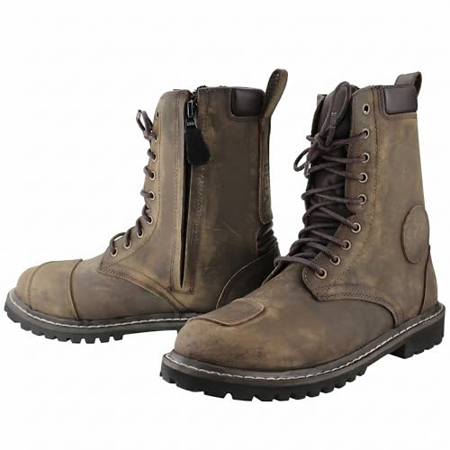 VPR Viper R30 Leather Motorcycle Touring Boots - Motorbike Riding Rugged Boot for Men CE Approved Waterproof - Reinforced Ankle Toe Protection Boot - Brown - 13 UK