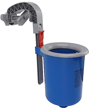 BROLEO Limpiador de superficie de piscina, skimmer de superficie de piscina azul, soporte de pared desmontable para parque acuático