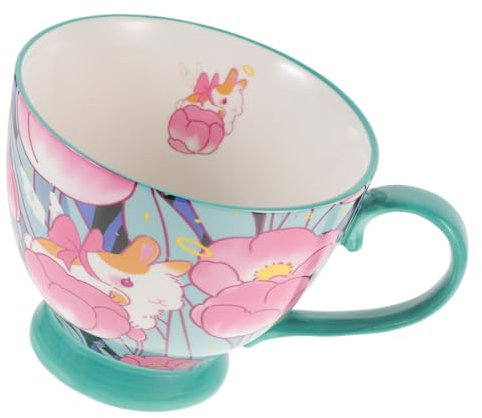 GOOHOCHY Mug Céramique Mignon Avec Grand Anse Tasse à Café Cartoon Pour Boissons Chaudes Pour Lait Thé Couleur Verte
