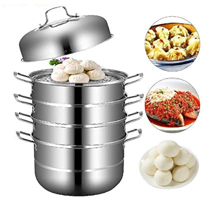 Olla A Presión Olla A Presión Apilable Diámetro 28,5 Cm Vaporera Acero Inoxidable 5 Niveles Con Tapa De Cristal Vaporera Acero Inoxidable Vaporera Patatas 22 X 28 X 15,5 Cm fácil de operar(12 In (30 c