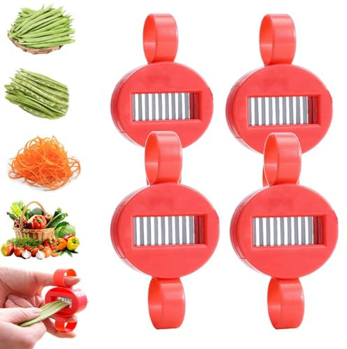Legume Slicer, Vegetable Veggie Chopper, Multipurpose Handheld Round Legume Slicer, Convenient Stainless Steel French Green Beans Slicer Cutter for Kitchen (4 Pcs*9 Blades)