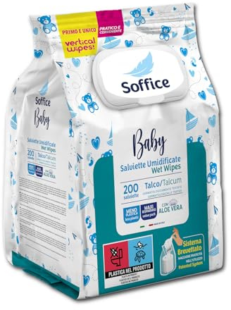 Salviette Umidificate per Neonati (1600 Salviette) - Baby Wipes 8 confezioni da 200 pz Pop-Up al Talco | Accessori e Prodotti per Igiene Neonato | Salviettine Detergenti per Asilo e Cambio Pannolino