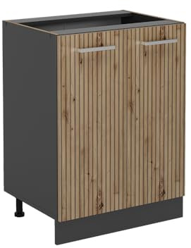 Vicco Küchenunterschrank R-Line, Artisan-Eiche, 60 cm | 2 Türen · Ohne Arbeitsplatte · Höhenverstellbare Füße · 1 Einlegeboden · ✓ Frei kombinierbar