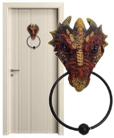 Türklopfer für die Haustür – Deep Creature Drache Harz Klopfer Antike klassische Vintage Wandskulptur Wohnaccessoires, einzigartige Türdekoration