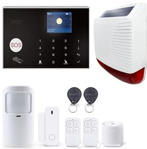 kit sistema di allarme antifurto casa wireless domestico WiFi 4G, APP Tuya Smartlife, RFID, sirena, sensori porta finestra, rilevatore di movimento, Sirena esterna wireless a carica solare