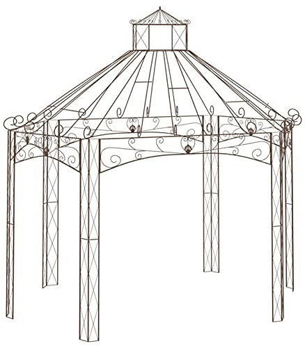 Homgoday Gartenpavillon antikbraun 400 x 258 x 378 cm aus Eisen, Möbeldekoration, Innen- und Außenmöbel für Wohnzimmer Büro