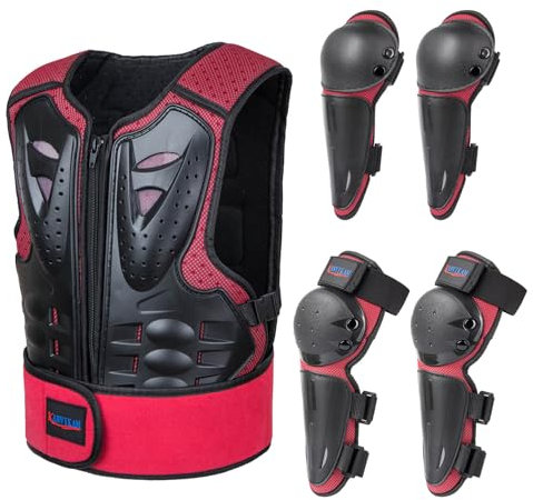 Kids Motocross Vest for Dirt Bike ATV Skateboard,Children Body Armor Protection with Knee Pads Eblow Pads for Cycling Skating