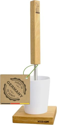 Woodkopf® Holz Toilettenbürstenhalter stehend - Klobürstenhalterung mit Elastischem TPR-Bürstenkopf - WC-Bürstenhalter für Sanfte und Gründliche Reinigung - Klobürstenhalter