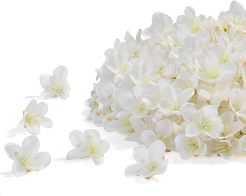 SITUMEIZI 100 mini fiori di ciliegio bianchi artificiali piccoli fiori di ciliegio in seta finta testa per fai da te parete giardino festa compleanno decorazione 4,1 cm