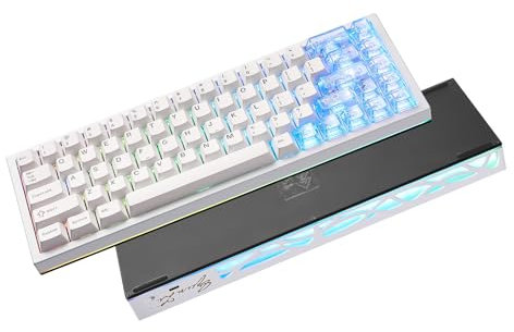 YUNZII AL65 trådlöst mekaniskt tangentbord, QMK/VIA stöder speltangentbord i aluminium, 60% Bluetooth RGB-tangentbord med bakgrundsbelysning för Mac/Windows (white, milk v2 linear)