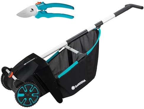 Gardena Raccogli Foglie Manuale su Ruote: per Raccogliere Foglie Cadute o Erba Tagliata Senza Chinarsi, Larghezza di Lavoro 49 cm, con Sacco di Raccolta, Silenzioso ed Ecologico (3565-88)