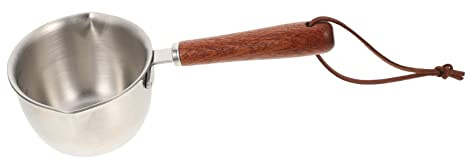 Cazo Pequeño de Acero Inoxidable 304 de 120ml, Plata | Escala Interna, Asa Portátil, Recipiente Reutilizable para Cocina y Camping
