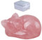 ICHOWHO Sleeping Cat Figurine Ornament - 38mm Rose Quartz Crystal Cat Sleeping Cat Decoration - Carved Healing Gemstone Figurine for Women Men Cat Lovers Memorial Bedroom Home Office (Pink)