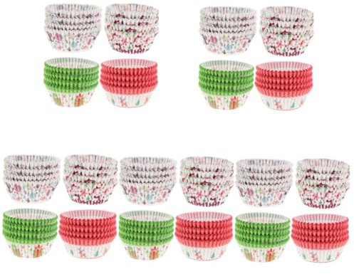 PRETYZOOM 5 Juegos Xmas Postres Envoltorios De Cupcakes Pastel Porta Cupcakes De Moda Tazas Para Hornear De Papel Resistente A La Grasa Moldes Para Muffins De Cupcakes De Colores 400 Uds * 5