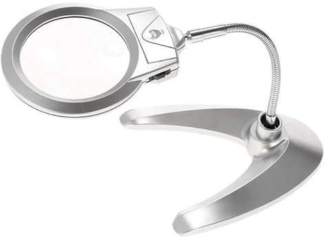 Lab Microscope Accessories Adjustable Illuminated Magnifier Loupe 2X 5X LED Lights Table Lamp Magnifiying Glass for Reading Metal Hose Desktop Repair Magnifier
