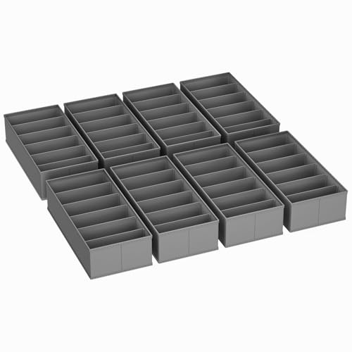 DIMJ Schubladen Organizer Schrank Organizer - 8er Set Unterwäsche Organizer, 30 x 15 x 9 cm Ordnungssystem für Pax Organizer, Babykleidung, Socken, Wickelutensilien, Dunkelgrau